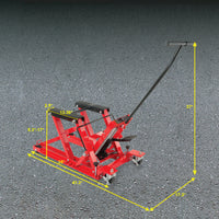 LARIN ATVJ3 1500 LB Motorcycle/ATV Jack Lift – Heavy-Duty Hydraulic Lift with Foot Pump, Safety Lock, and Tie-Down Loops